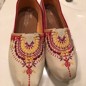 Embellished toms. Tan w beading.